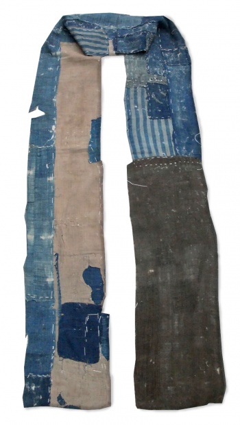 Indigo Boro Textile Strip: Inaka