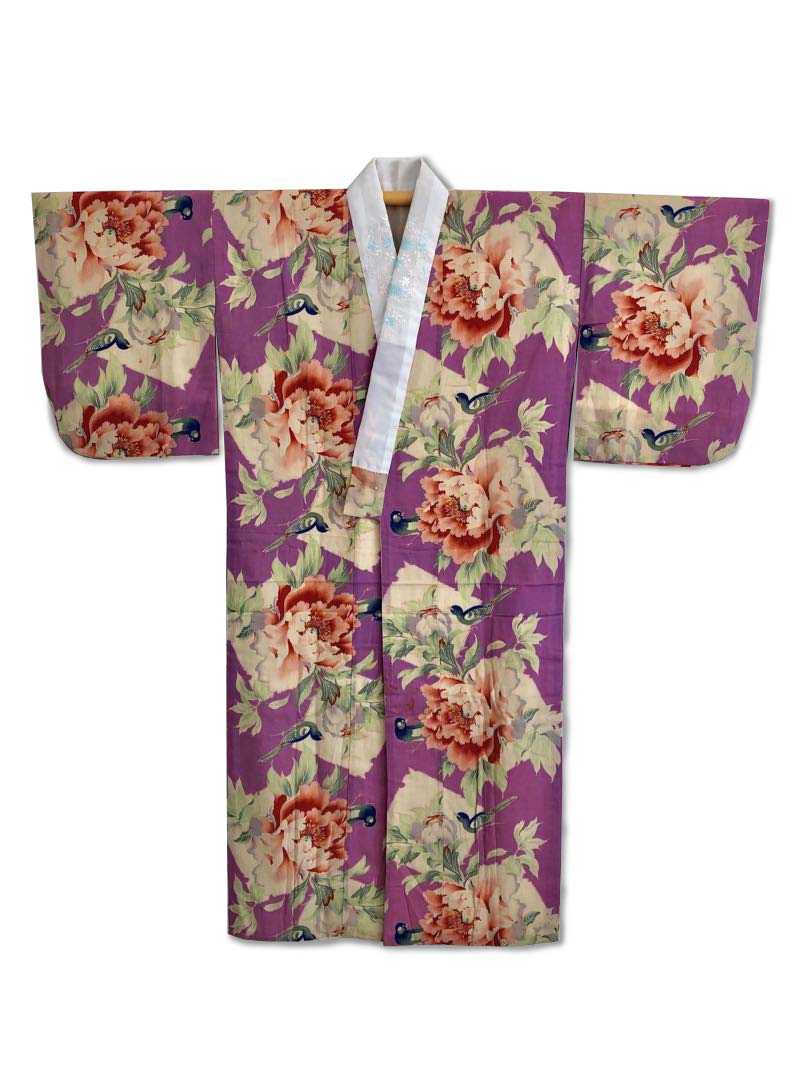 Oasis enchanting womens lilac antique kimono peony flower & bird design ...