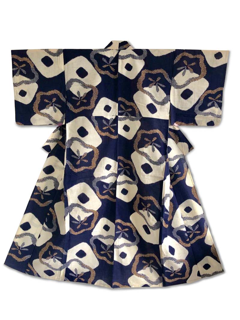 The Tale of Genji antique hand woven indigo cotton & hemp yukata kimono ...